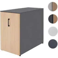 Aktenschrank HWC-Q27, Büroschrank Stahlschrank, Stützrad Staufächer, Metall 74x43x80cm ~ dunkelgrau, Holzfront