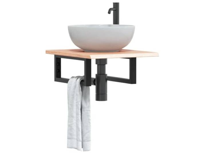 YUTAASU Schwebendes Regal Bad Eiche Waschtischplatte Wandmontage Stahlhalterungen, Robust, Platzsparend, Modernes Design, Nicht Vorgebohrt