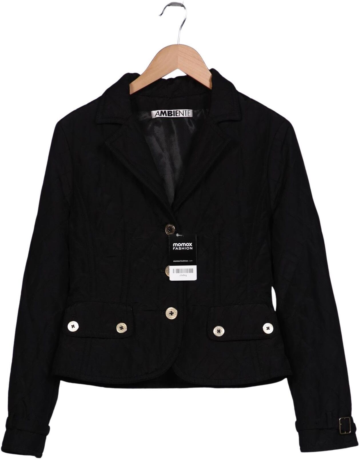Ambiente Damen Jacke, Schwarz, Gr. EU 38, Baumwolle / Synthetik / Viskose - Second Hand