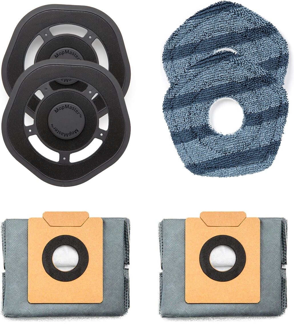 Replacement Parts Kit for eufy X10 Pro Omni Robot Vacuum, 2 mop pad holders, 2 mop pads and 2 dust bags Bundle