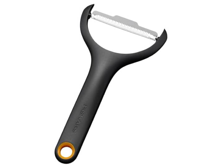 Fiskars Functional Form Économe Lame Pivotante\, Lame en Acier Inoxydable/Poignée en Plastique\, Noir/Orange\, 1079909