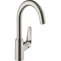 hansgrohe Focus M42 Einhebel-Küchenmischer 220, 1-jet, 71802800, Farbe: Edelstahl-finish