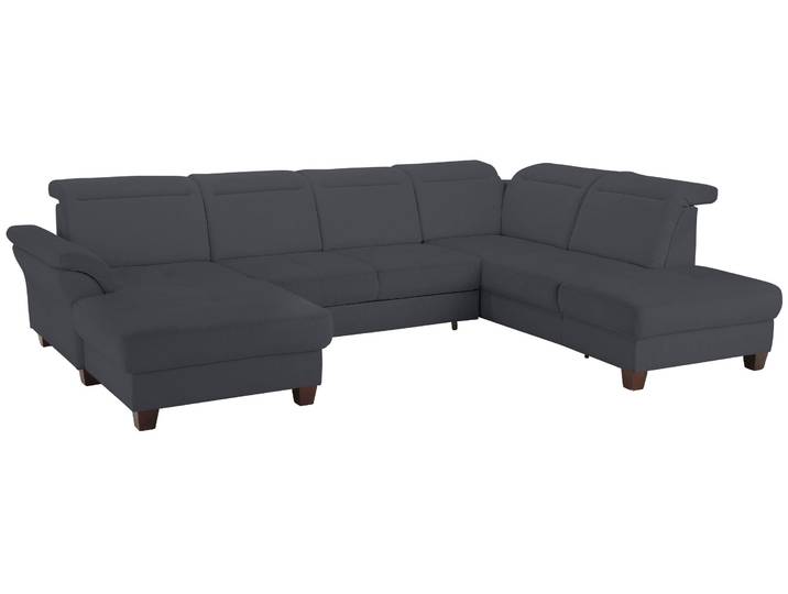 Wohnlandschaft, Luxus-Microfaser, Grau, 342×235 cm, U-Form, Sitztiefenverstellung, Home-affaire