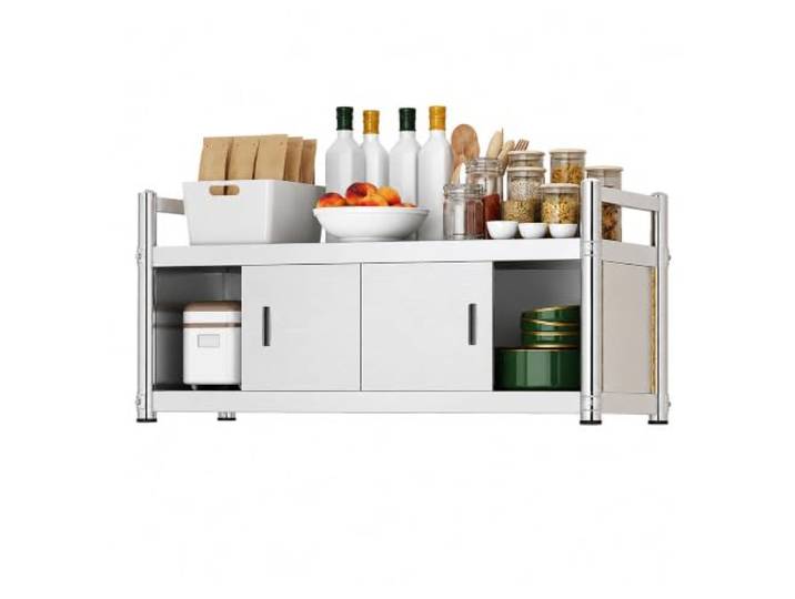 Edelstahl Wandschrank, Küchenschrank Mit Schiebetüren Zur Aufbewahrung Platzsparender Metallschrank Mit Oberer Ablage Für Küche Und Bad(Depth: 30cm/11.8in,100x50cm/39.4x19.7in)
