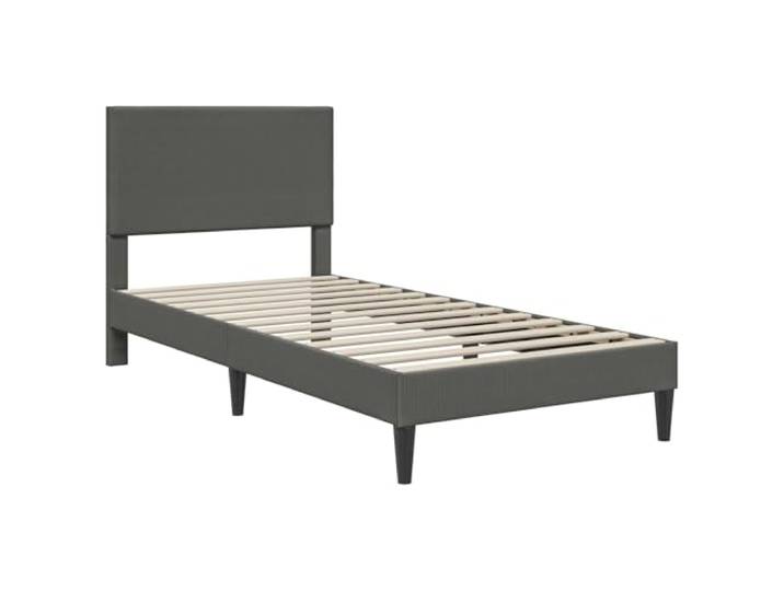 SKTQYQO Bettgestell dunkelgrau 90 x 190 cm Corduroy Feste Lattenroste, robustes Sperrholz, schmale Beine, minimalistisches Design