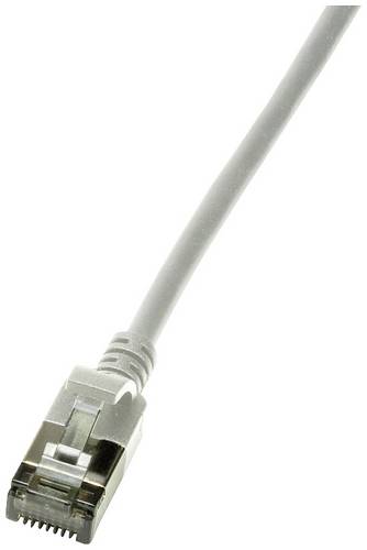 LogiLink CQ9062S RJ45 Patchkabel CAT 6a U/FTP 3.00m Grau extrem dünn, Flammwidrig, Flexibel, Folienschirm, Halogenfrei, mit