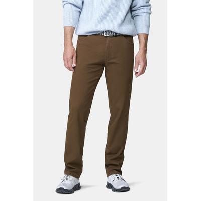 Chinos MEYER "Dublin 9-3009", Herren, Gr. 54, Normalgrößen, braun (karamell), 75% Baumwolle, 21% Lyocell, 4% Elasthan, unifarben, regular fit knöchellang, Hosen, in hochelastischer moderner Micro Struktur