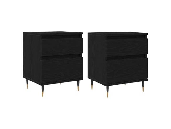 Coespram Nachttisch 2er Set 40x35x50 cm Schwarz Eichen-Optik Zweiteilige Nachtkonsolen bieten geordneten Stauraum für Ihr Schlafzimmer und überzeugen durch verlässliche Stabilität.