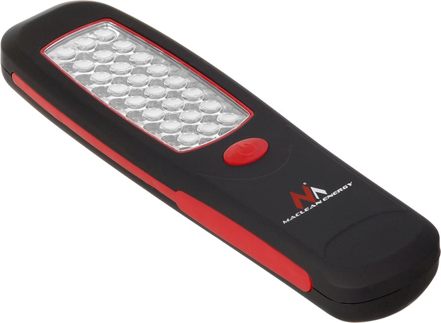 Maclean Werkplaatslamp met 24 LED's, voorzien van magneet en haak, werkt op batterijen