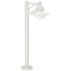 Albert Wegeleuchte Landhausstil Hutform Rund Typ Nr. 4150, IP44, Höhe 90cm, E27 QA55 max. 57W, Alu-Guss / Opalglas, Weiß matt ALB-684150