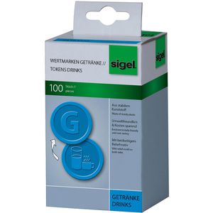 Sigel Wertmarken WM007, Getränke, Chips aus PP, blau, Ø 25mm, 100 Stück