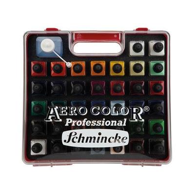 Schmincke Aero Color Professional, Acrylfarbe, Airbrushfarbe, Kunststoff-Koffer, 37 x 28 ml + Aero Clean Rapid