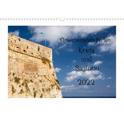 Griechenlands Perlen Kreta und Santorin (Wandkalender 2022 DIN A3 quer)