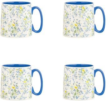10 Strawberry Street Bella Flora Mugs, Set of 4