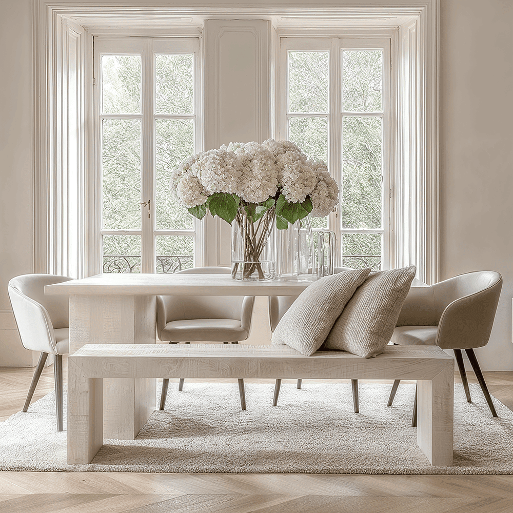 Zenica Luxury Whitewash Large Dining Bench