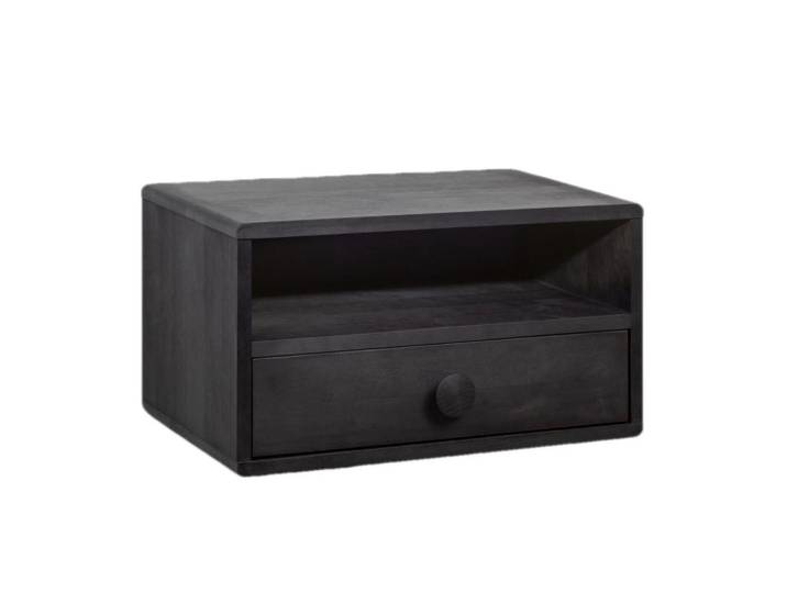Woodek Nachttisch Hope, schwarze Birke, 31,5/50/27 cm, Schwarz, Holz, Echtholz,Birke, 50x27x31.5 cm, Schlafzimmer, Nachtkästchen