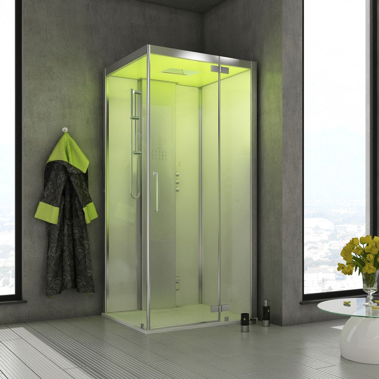 HOESCH SensePerience Dampfbad 100 x 100 cm für Vorwand, ohne Duschwanne, Sauna / Dampfbad, 533111B.550, weiß - L: 98 B: 98 H: 215 cm - weiß