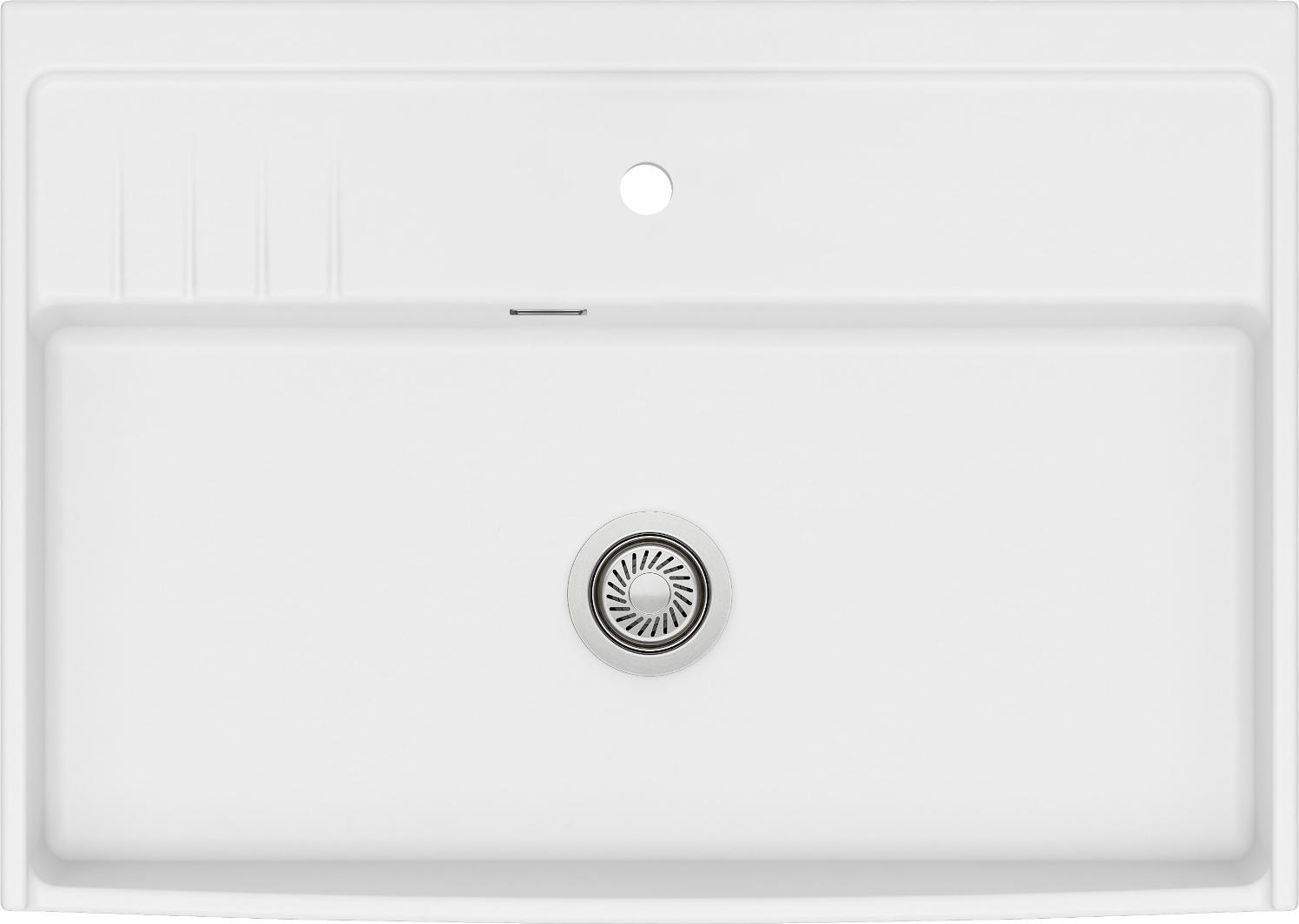 Elementspüle KeraDomo KENTRO 90 in POLAR in Handbetätigung / 600 mm AP-Tiefe / systemceram / Keramikspüle