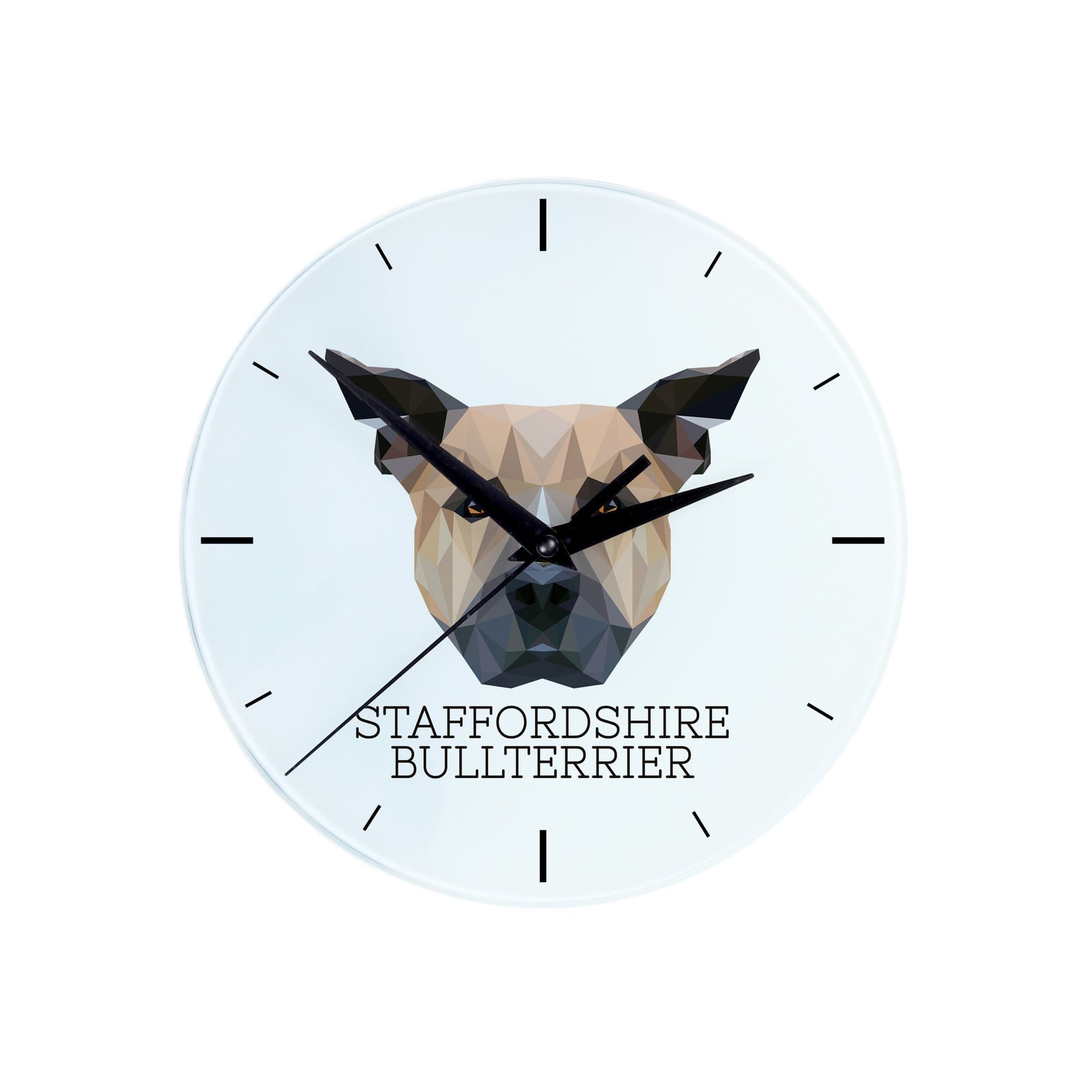 Art-Dog Geometrische wandklok met Staffordshire Bull Terrier afbeelding