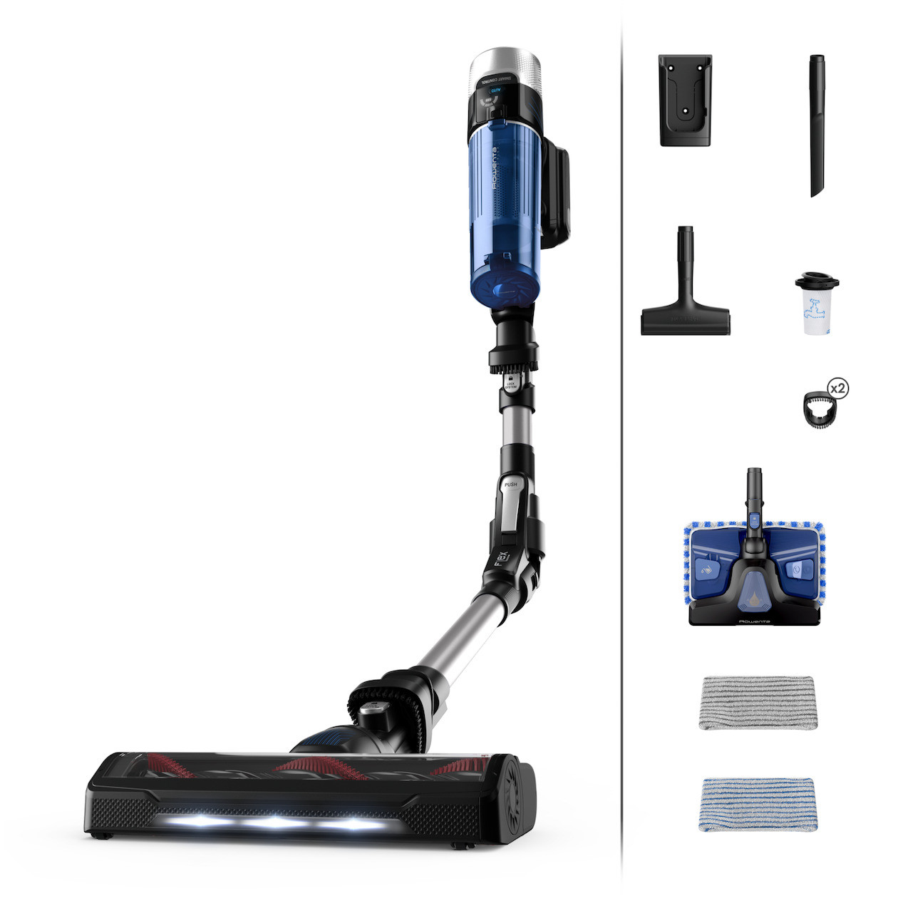 Rowenta X-Force Flex 9.60 Aqua Allergy Accu-stofzuiger met dweilfunctie en handstofzuigerfunctie Grijs