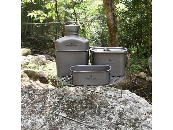 Boundless Voyage-Ensemble de cuisine, bouteille de cantine militaire en titane, ustensiles de cuisine de camping en plein air, bol et bouilloire avec sac de rangement CamSolomon