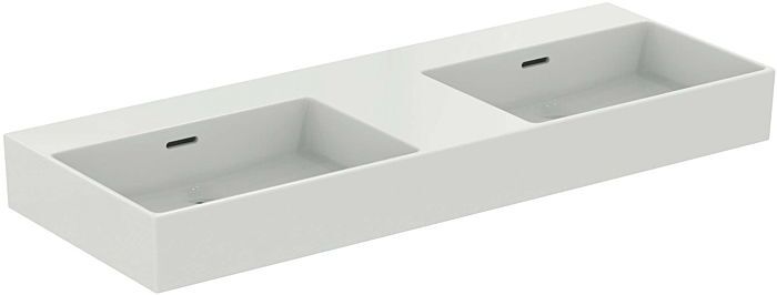 Ideal Standard Doppel-Waschtisch R0561MA ohne Hahnloch, mit Überlauf, geschliffen, weiß mit Ideal Plus