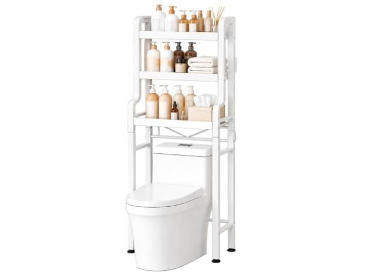 JINGSHIQIAOPL Metall Regal Über Toilette Oder Waschmaschine Waschmaschinenschrank für Den Bereich Über der Toilette aus Verstärktem Stahl 20 mm(White,52x22x164cm/21x9x65in)