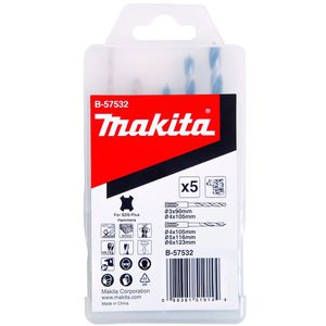 Makita Bohrer B-57532, SDS+, 5-teiliges Set, 3-6 mm, Holz, Metallbohrer