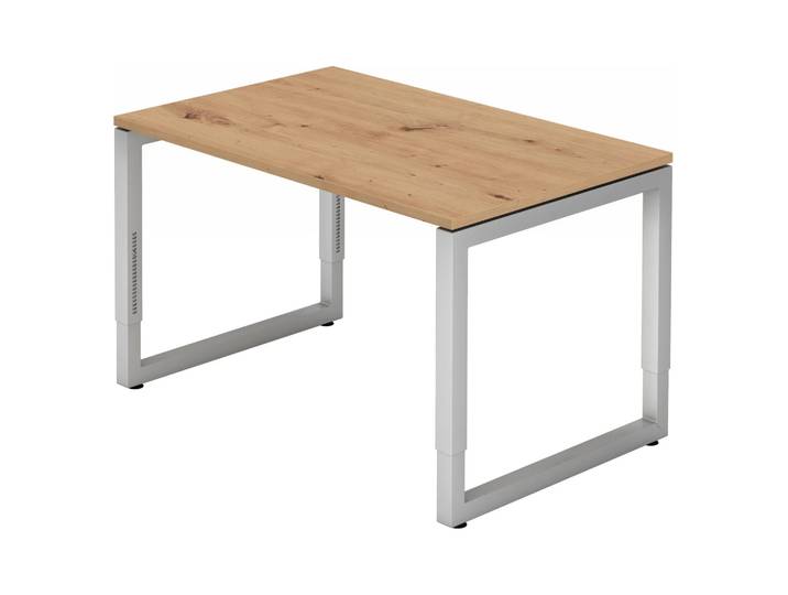 REGO 12 S Schreibtisch 120 x 80 höhenverstellbar Asteiche/Silber