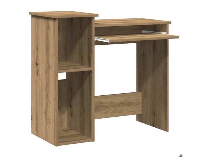 Bureau avec étagères - CoCo - Bureau Informatique Multimédia - bois d'ingénierie - chêne artisanal - 84x40x78 cm(41917)