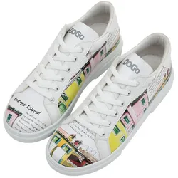 Sneaker DOGO "Ace Low-Top Sneaker The Wise Owl Damen Sneaker", Damen, Gr. 38, Normalschaft, weiß, Lederimitat, Schuhe Sneaker, Handgefertigt