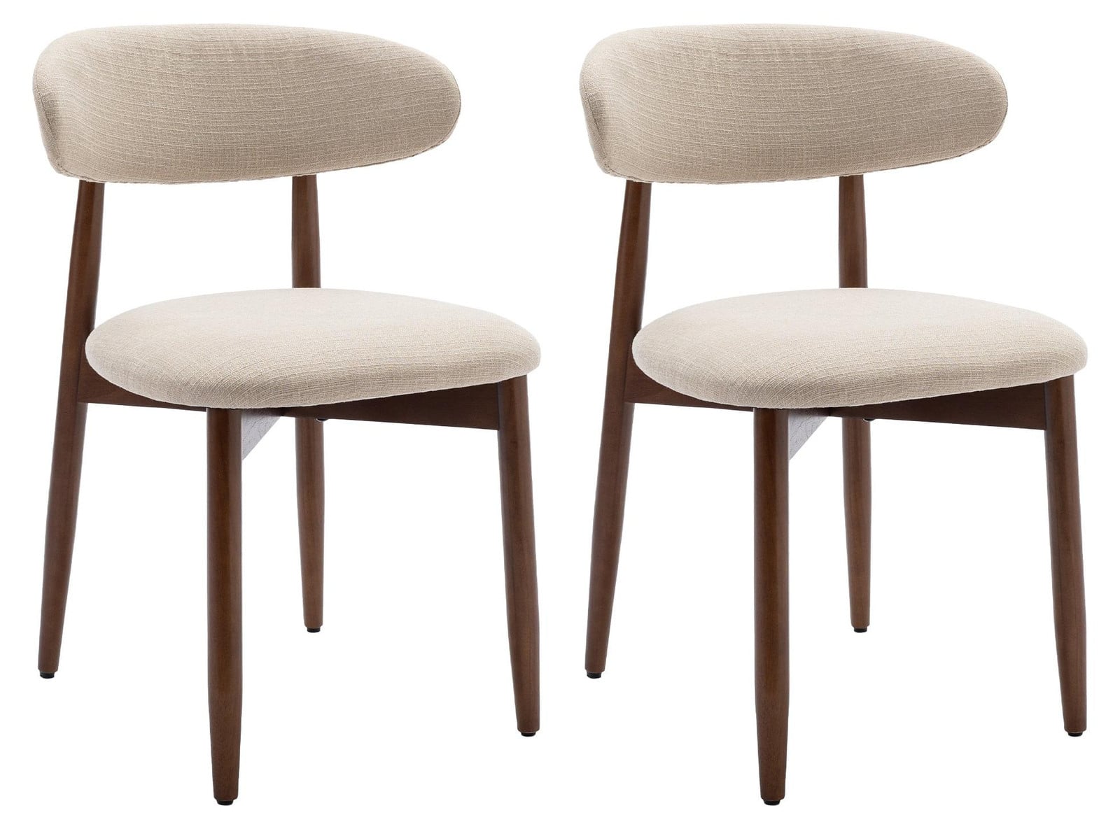 COLAMY Set van 2 eetkamerstoelen in Scandinavische stijl, beige