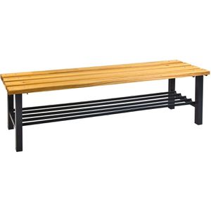 ADB Umkleidebank 40721, Sitzfläche Holz, 150 cm, mit Schuhrost, buche / anthrazitgrau