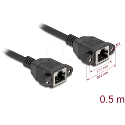 DELOCK 90783 - Netzwerk Verlängerungskabel, S/FTP, Cat.6a, 0,5 m, schwarz