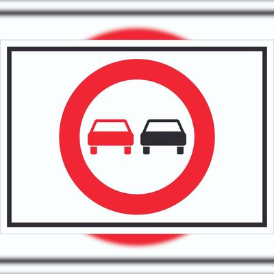 HB-Druck Überholverbot KFZ Symbol Schild A6 Rückseite selbstklebend