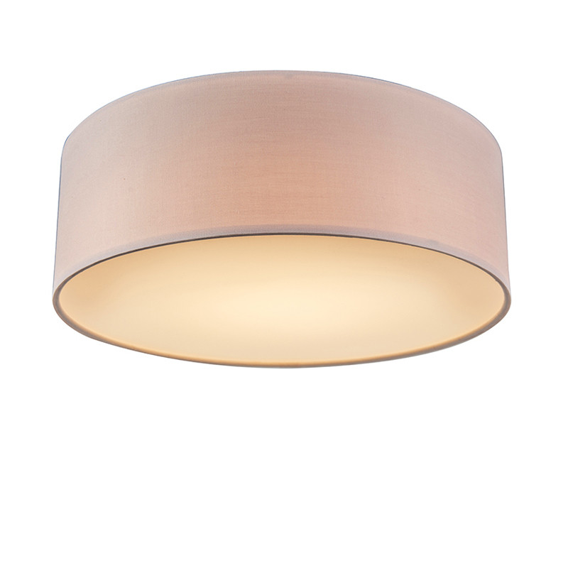 Qazqa Plafondlamp Drum LED Roze met Textiel - Diameter: 30 cm