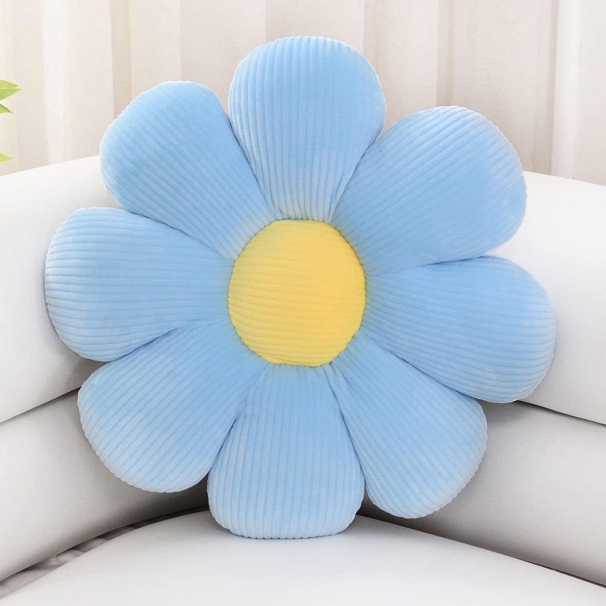 Luxe Bloem Pluche Sierkussen Blauw - Zacht Zitkussen voor Bank, Stoel en Slaapkamer Decoratie - 69,5 cm
