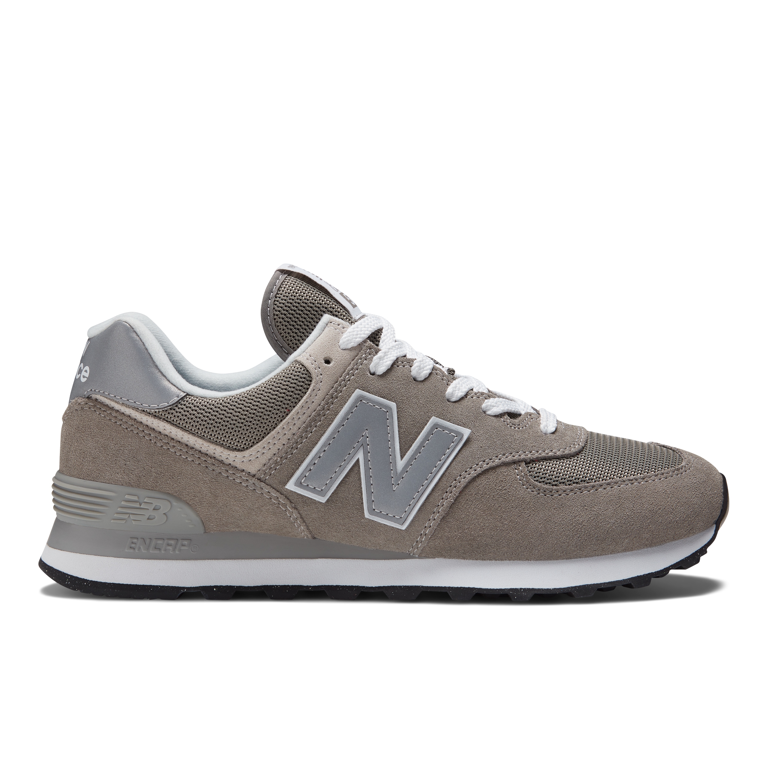 Sneaker NEW BALANCE "ML574 Core", Herren, Gr. 40,5, grau (stein, grau), Leder, Textil, Schuhe Sneaker, der ikonische Schuh mit ENCAP-Mittelsohlendämpfung stein, grau 40,5