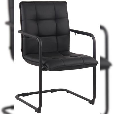 Décoshop26 - Besucherstuhl Bürostuhl ohne Rollen schwarzer Kunststoffbezug schwarzes Metallgestell BUR10479