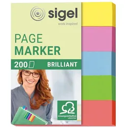 sigel brillant Haftmarker farbsortiert - 5 x 40 Streifen
