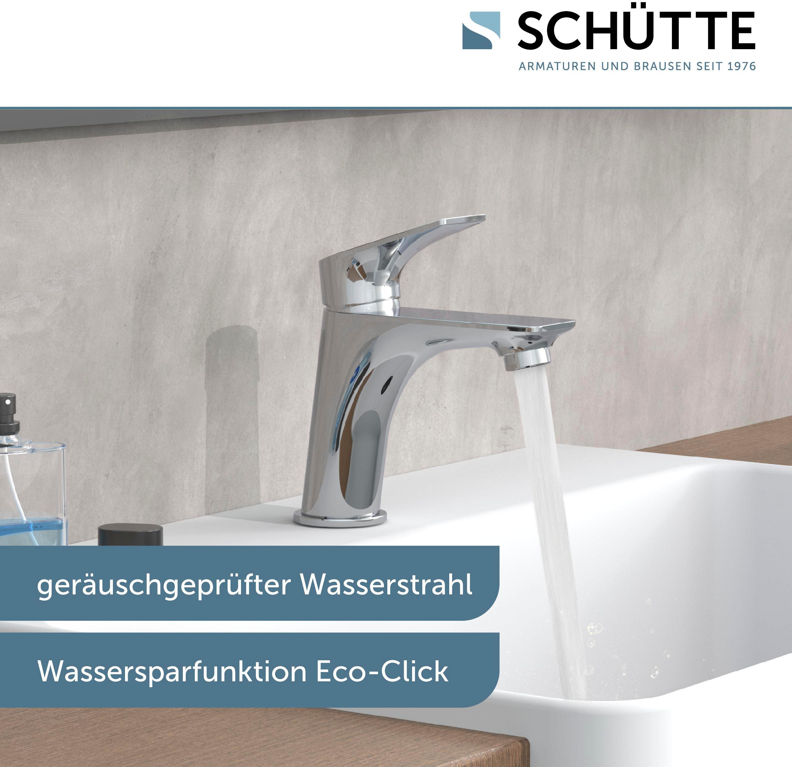 Waschtischarmatur SCHÜTTE "BOSTON", grau (chrom), B:5cm H:153cm T:162cm, Messing, Armaturen, Waschtischarmatur, wassersparende Eco-Click-Funktion, inkl. Pop-Up chrom B/H/T: 5cm x 153cm x 162cm