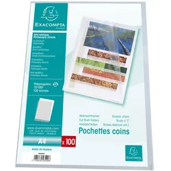 Exacompta 58500E 10x Packung mit 100 Aktenhüllen PP genarbt 1,2mm - A4 - Kristall
