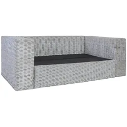 SOGO vidaXL 2-Sitzer-Sofa mit Kissen Grau Natürliches Rattan