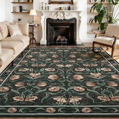 Garvee Washable Floral Stain Resistant Area Rug for Living Room