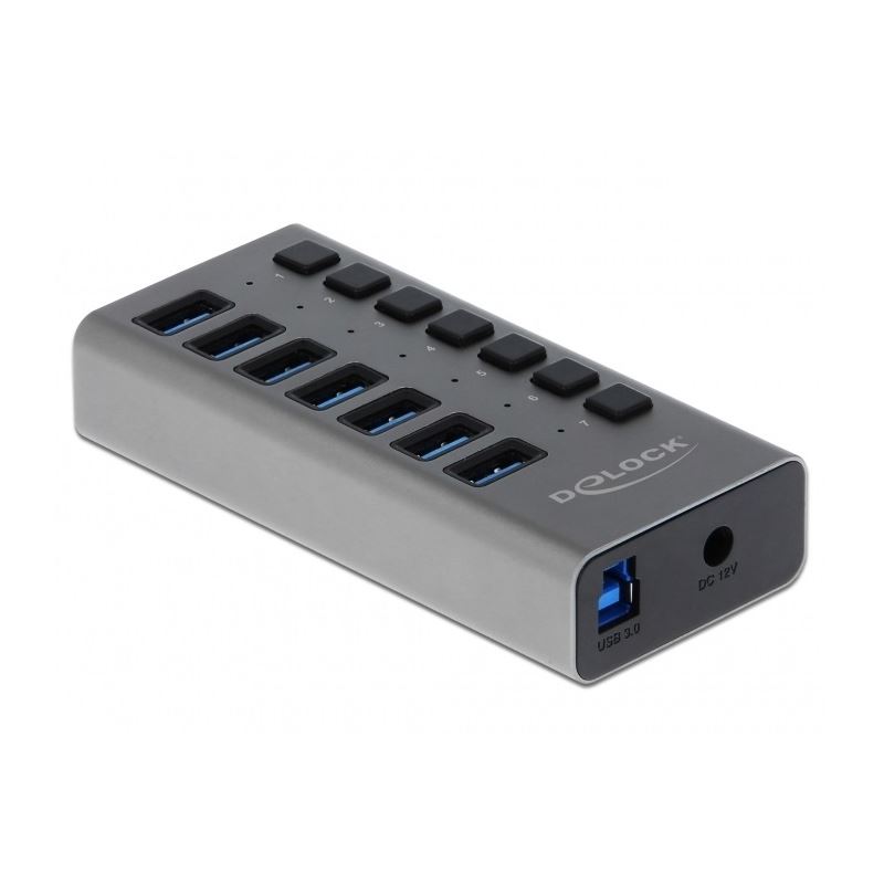 Delock Externer SuperSpeed USB Hub mit 7 Ports + Schalter