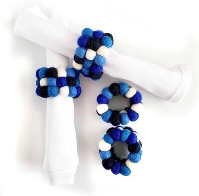 Global Crafts Felt Three Strand Napkin Rings, Set of 4