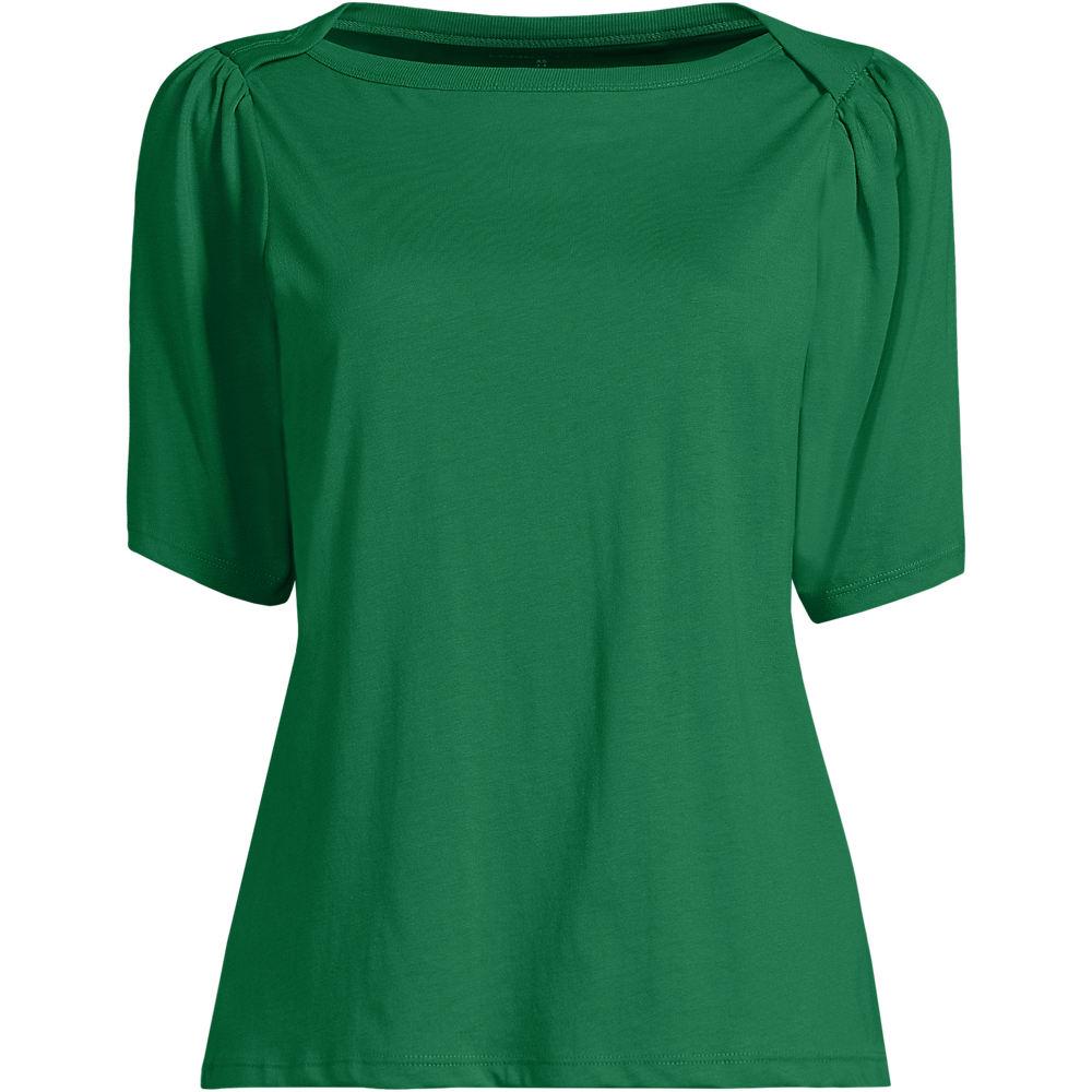 Supima-Shirt mit U-Boot-Ausschnitt für Damen, Damen, size: regular, Grün, Baumwolle, by Lands' End