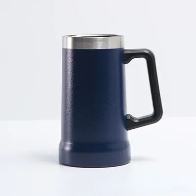 Friendly Fresh Finds Large Capacity Thermal Mug For Beer Hours Ice Cold, Stainless Steel Handle Beer Mug Thermos blue 709ml