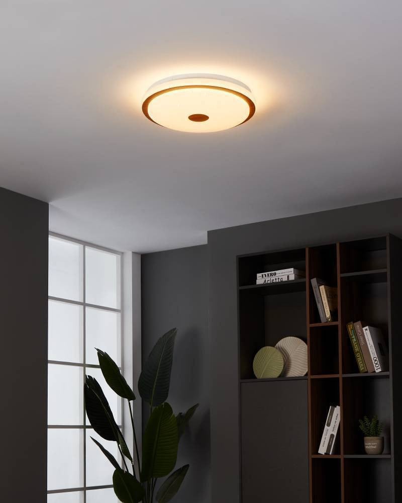 Eglo Lanciano LED-plafondlamp, wit en bruin, Ø 38 cm