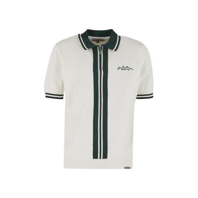 Poloshirt PAS DE MONACO "Pas De Monaco EMBLEME POLO", Herren, Gr. XL, sanftes weiß, 100% Baumwolle, unifarben, relaxed fit, amerikanischer Ausschnitt, Shirts